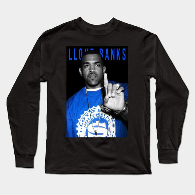 Lloyd Banks Black White and Blue Long Sleeve T-Shirt by CELTICFAN34